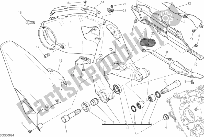 Todas as partes de Forcellone Posteriore do Ducati Superbike 1299S ABS USA 2017